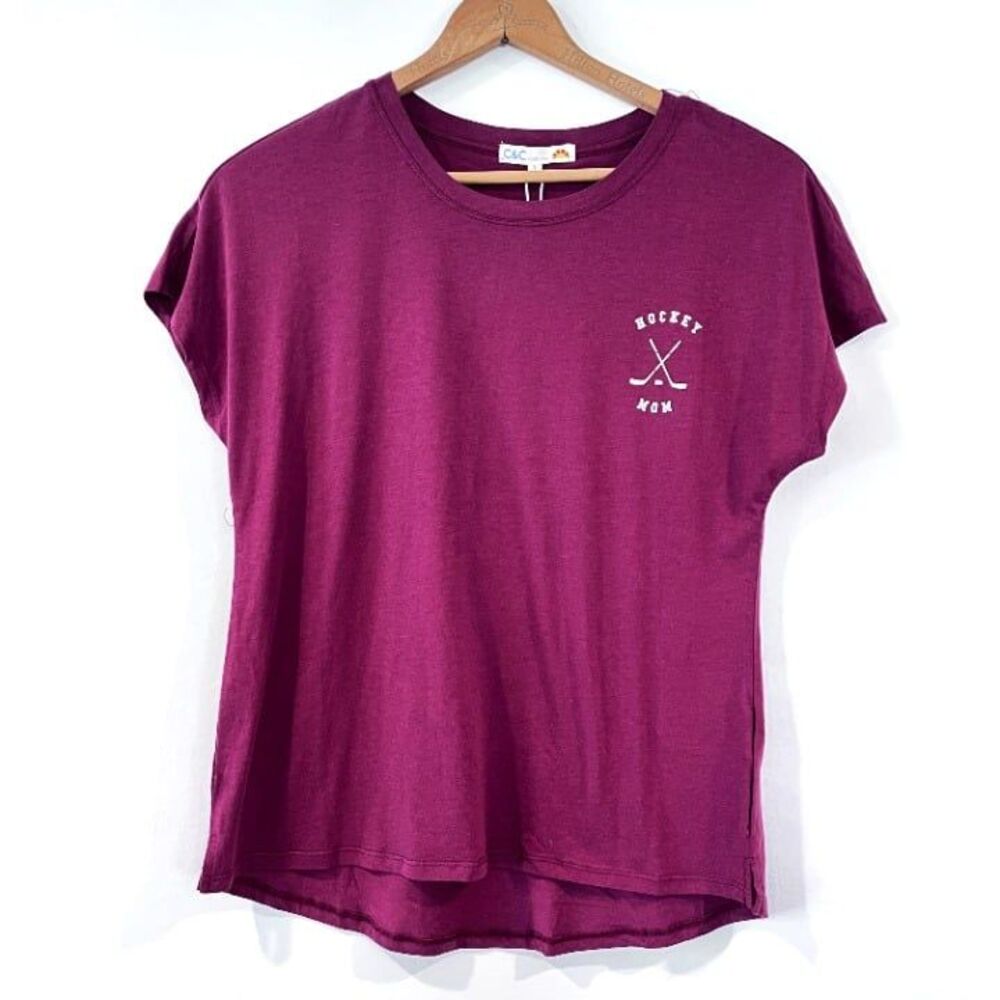 C&C California Burgundy Hockey Mom T-Shirt Small NEW NWT Sports - Picture 2 of 8